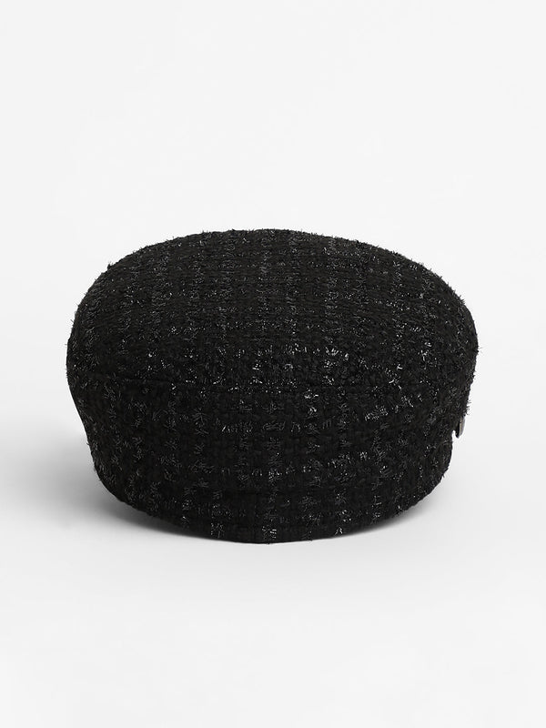 Braid-Lined Bakerboy Cap - Midnight Black