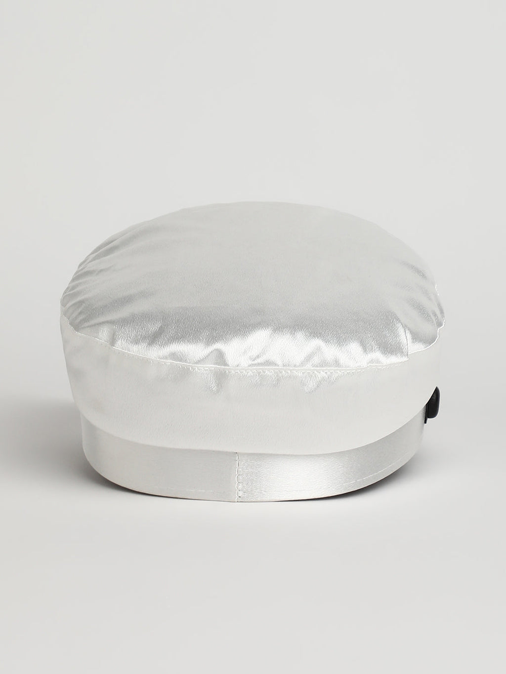 Embellished Satin Bakerboy Cap - Powder White