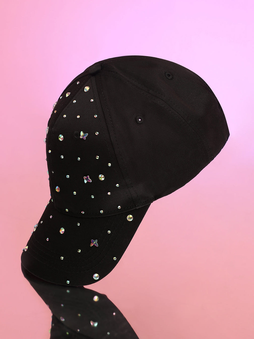 Crystal Butterfly Basketball Cap - Midnight Black