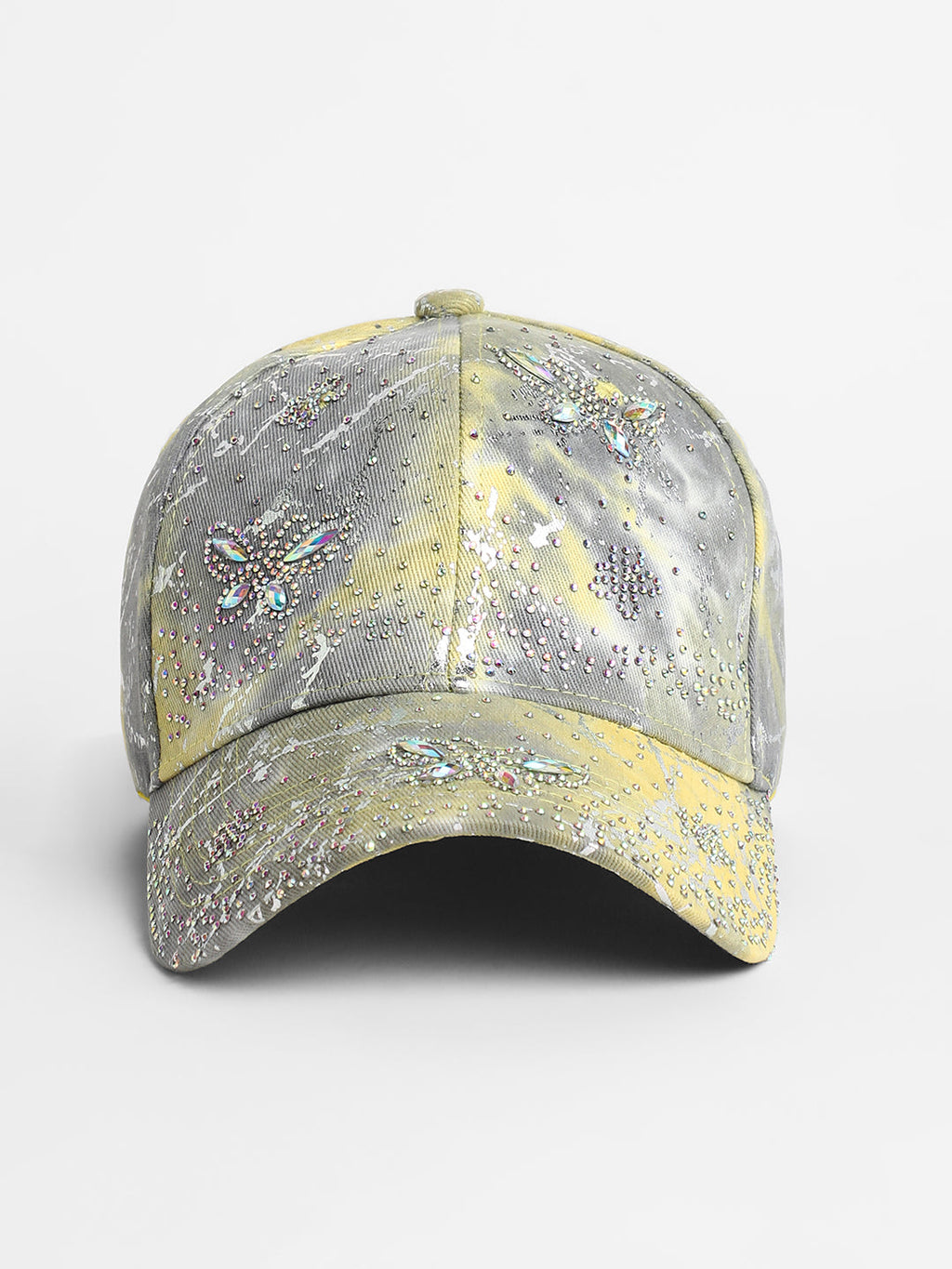 Studded Ombre Basketball Cap - Ash Grey & Lemon Yellow