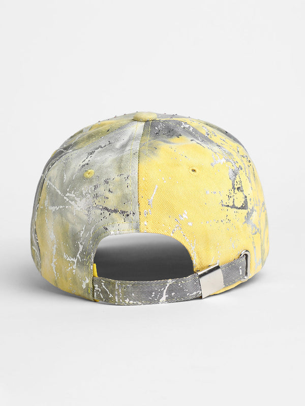 Studded Ombre Basketball Cap - Ash Grey & Lemon Yellow
