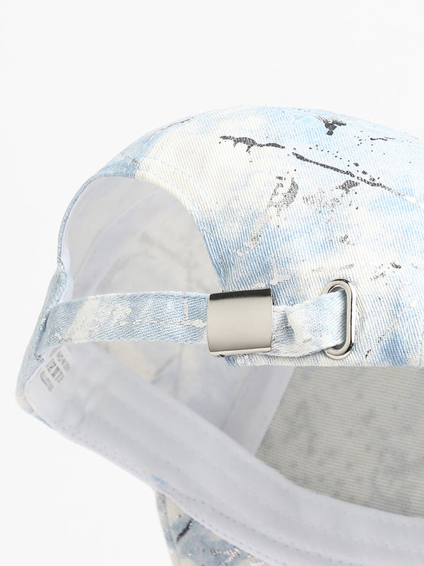 Studded Ombre Basketball Cap - Sky Blue & Ivory White