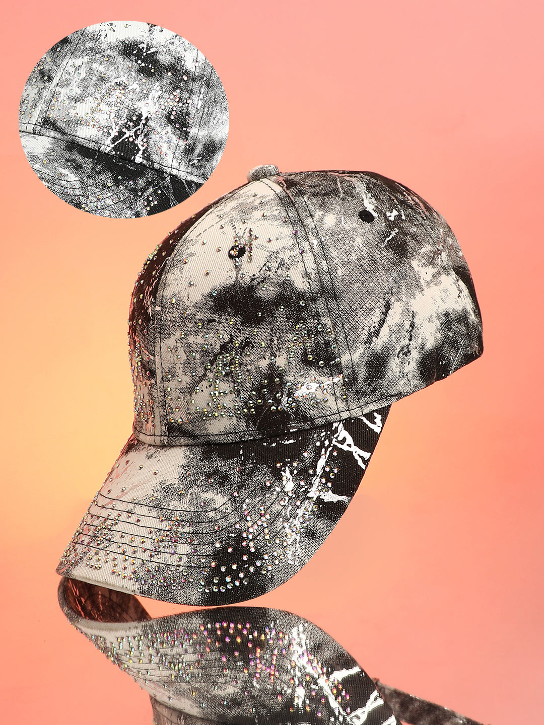 Studded Ombre Basketball Cap - Midnight Black & Ash Grey