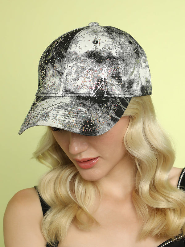 Studded Ombre Basketball Cap - Midnight Black & Ash Grey