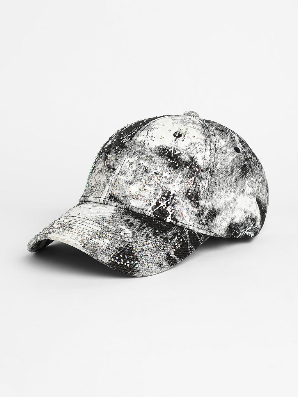 Studded Ombre Basketball Cap - Midnight Black & Ash Grey