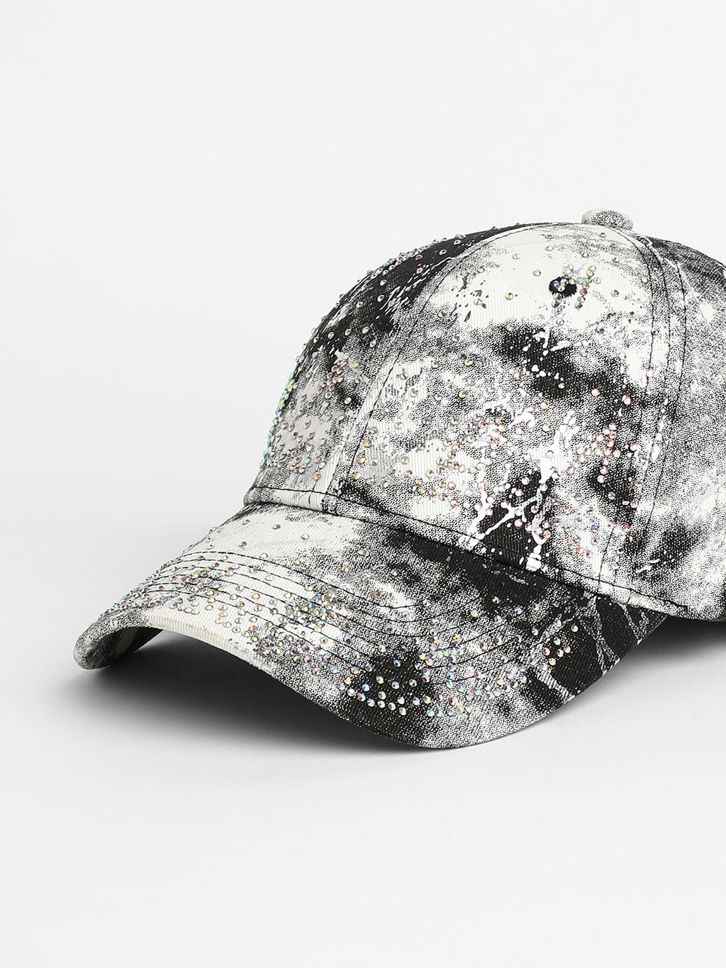 Studded Ombre Basketball Cap - Midnight Black & Ash Grey