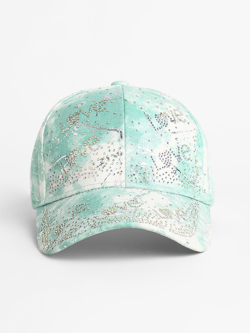 Studded Ombre Basketball Cap - Mint Green & Ivory White
