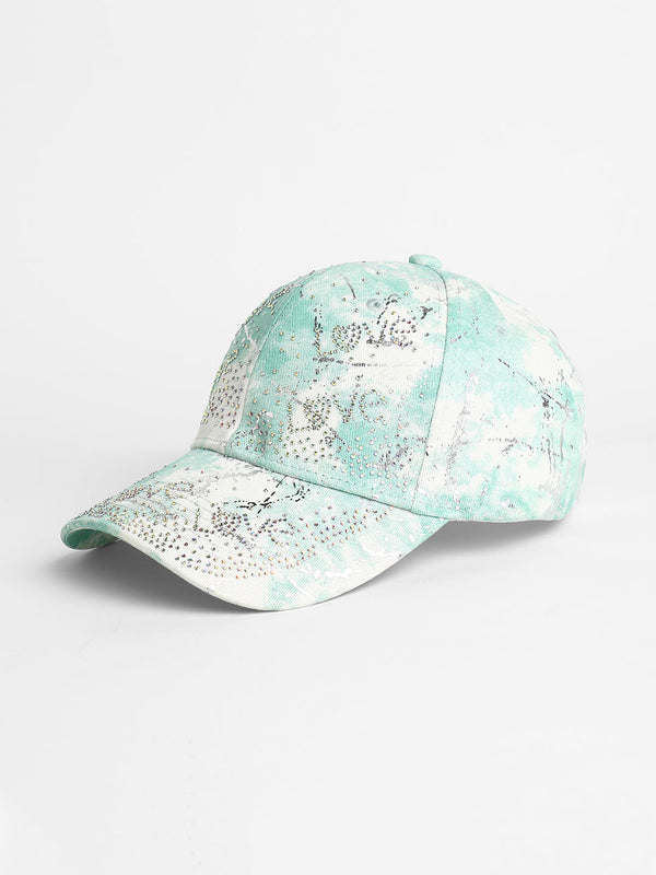 Studded Ombre Basketball Cap - Mint Green & Ivory White