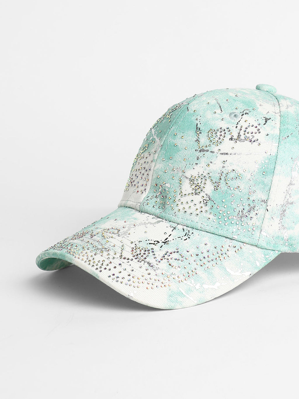 Studded Ombre Basketball Cap - Mint Green & Ivory White