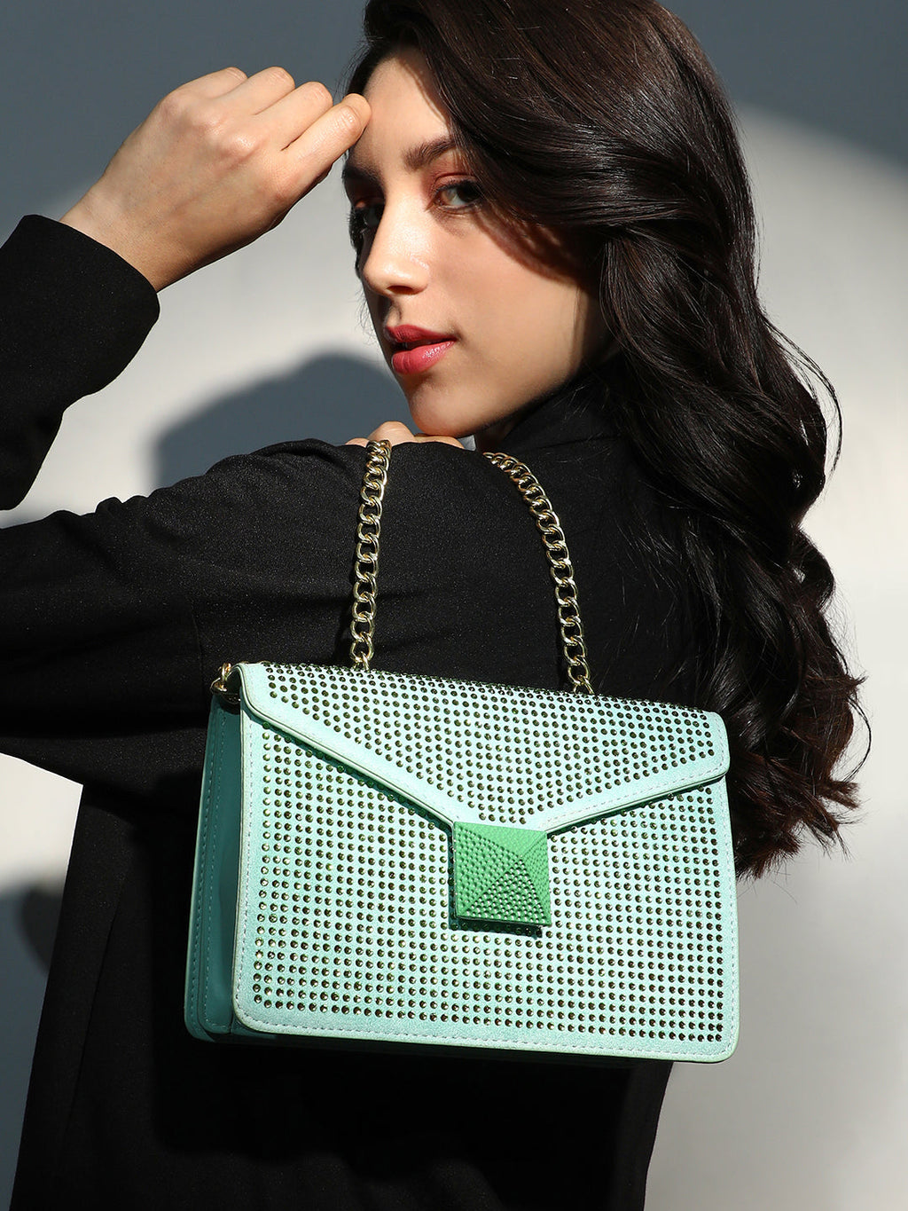 The Stud Sling Bag - Mint Green
