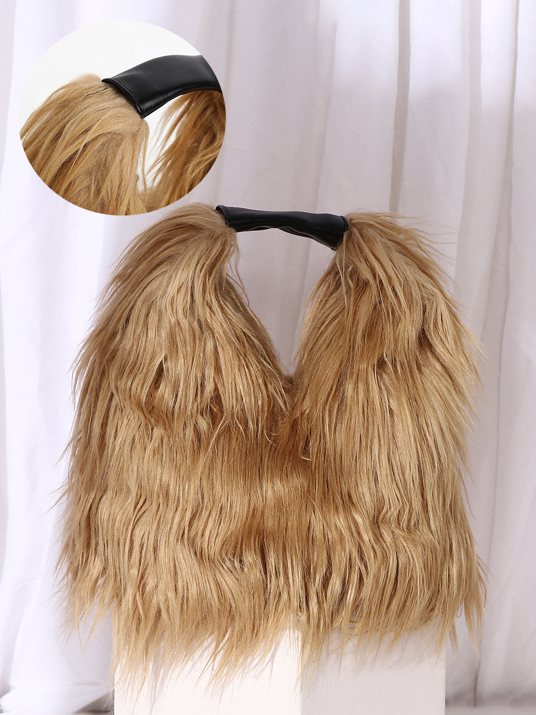 The Fur Hobo Bag - Beige