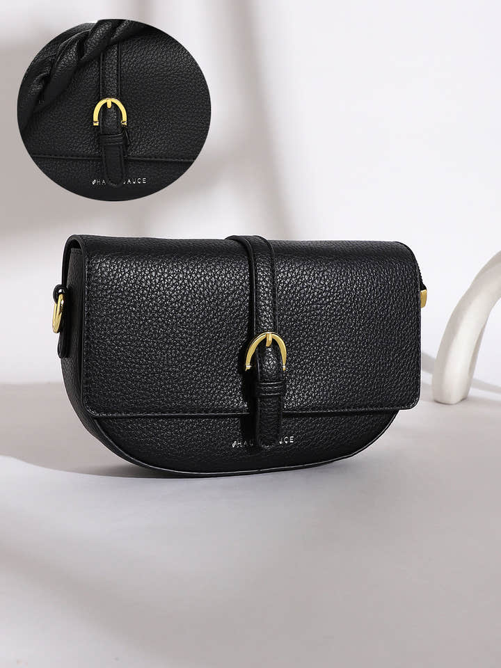 The Tang-Buckle Shoulder Bag - Midnight Black