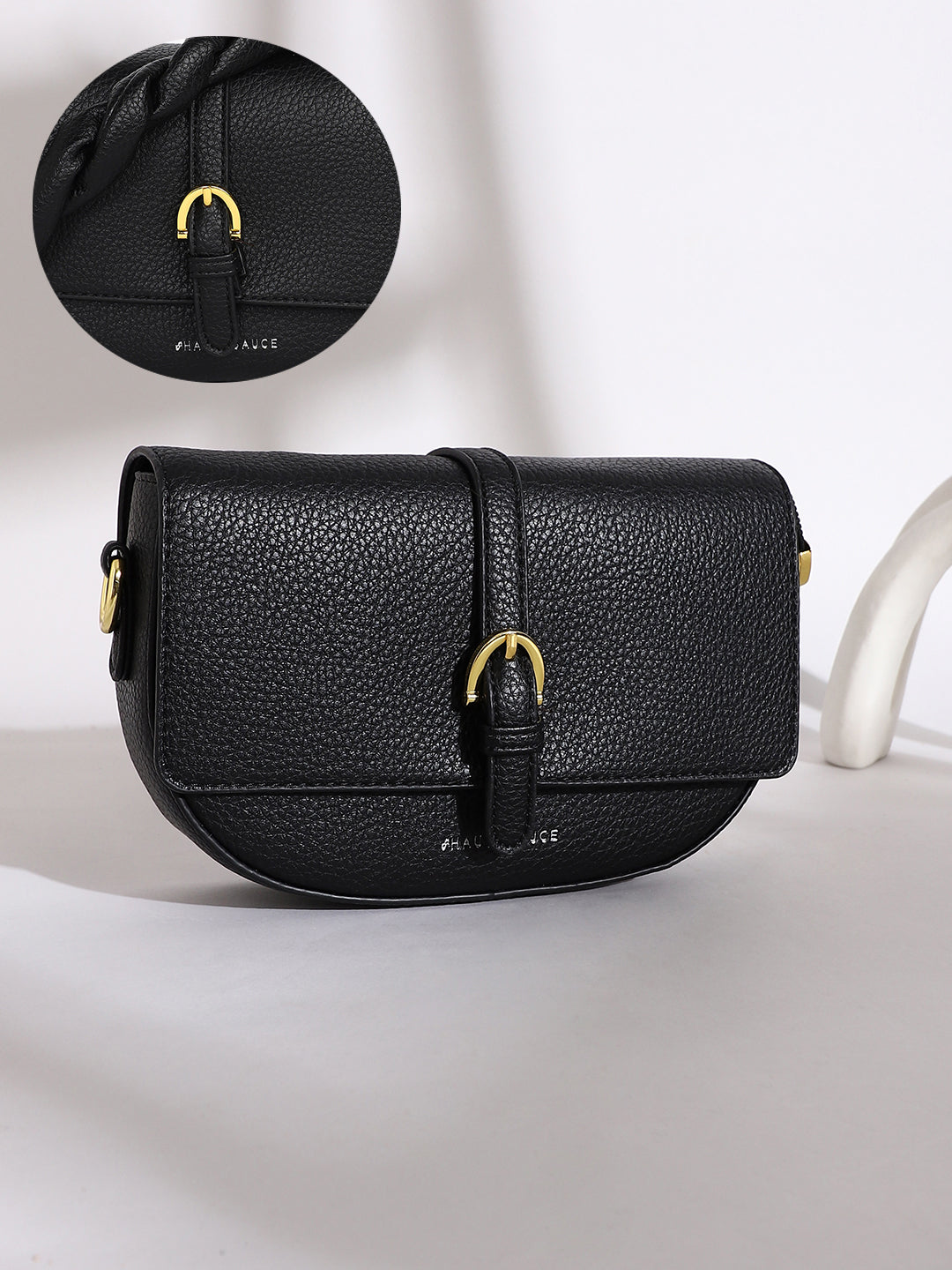 The Tang-Buckle Shoulder Bag - Midnight Black