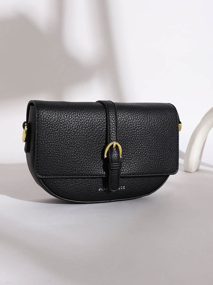 The Tang-Buckle Shoulder Bag - Midnight Black
