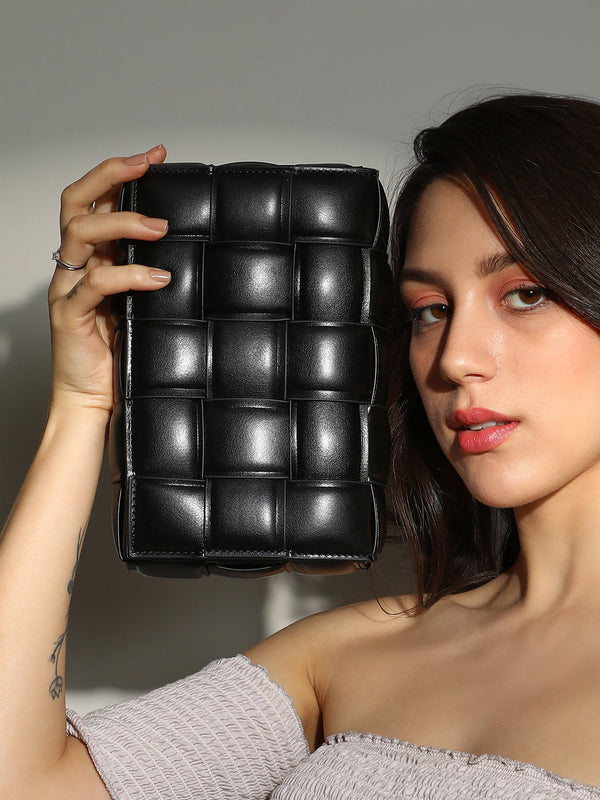 The Puffy Interwine Sling Bag - Midnight Black