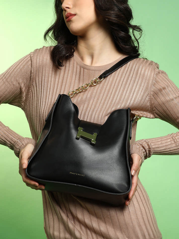 The Monogram Shoulder Bag With Pouch - Midnight Black