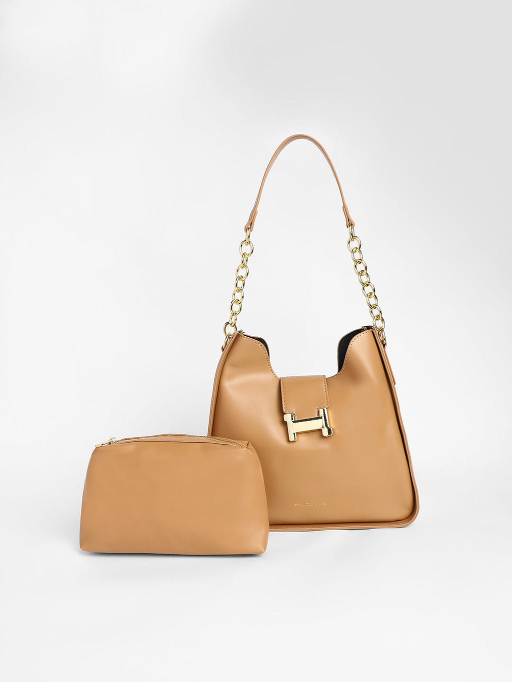 The Monogram Shoulder Bag - Camel Brown