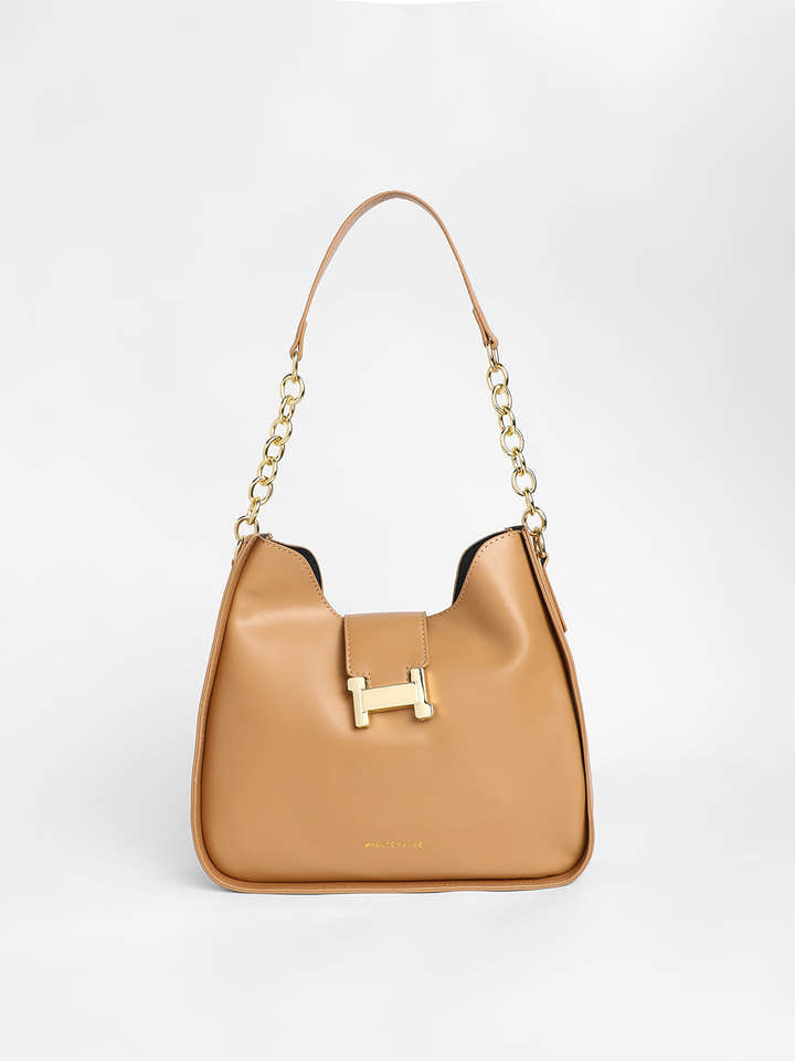 The Monogram Shoulder Bag - Camel Brown