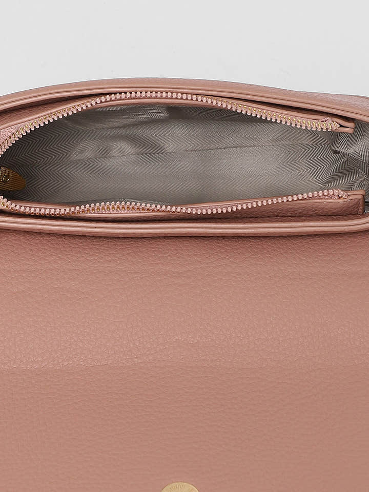 The Tang-Buckle Shoulder Bag - Nude Pink