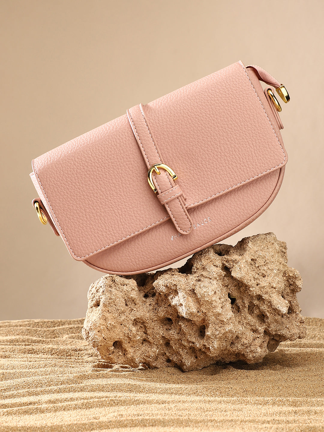The Tang-Buckle Shoulder Bag - Nude Pink