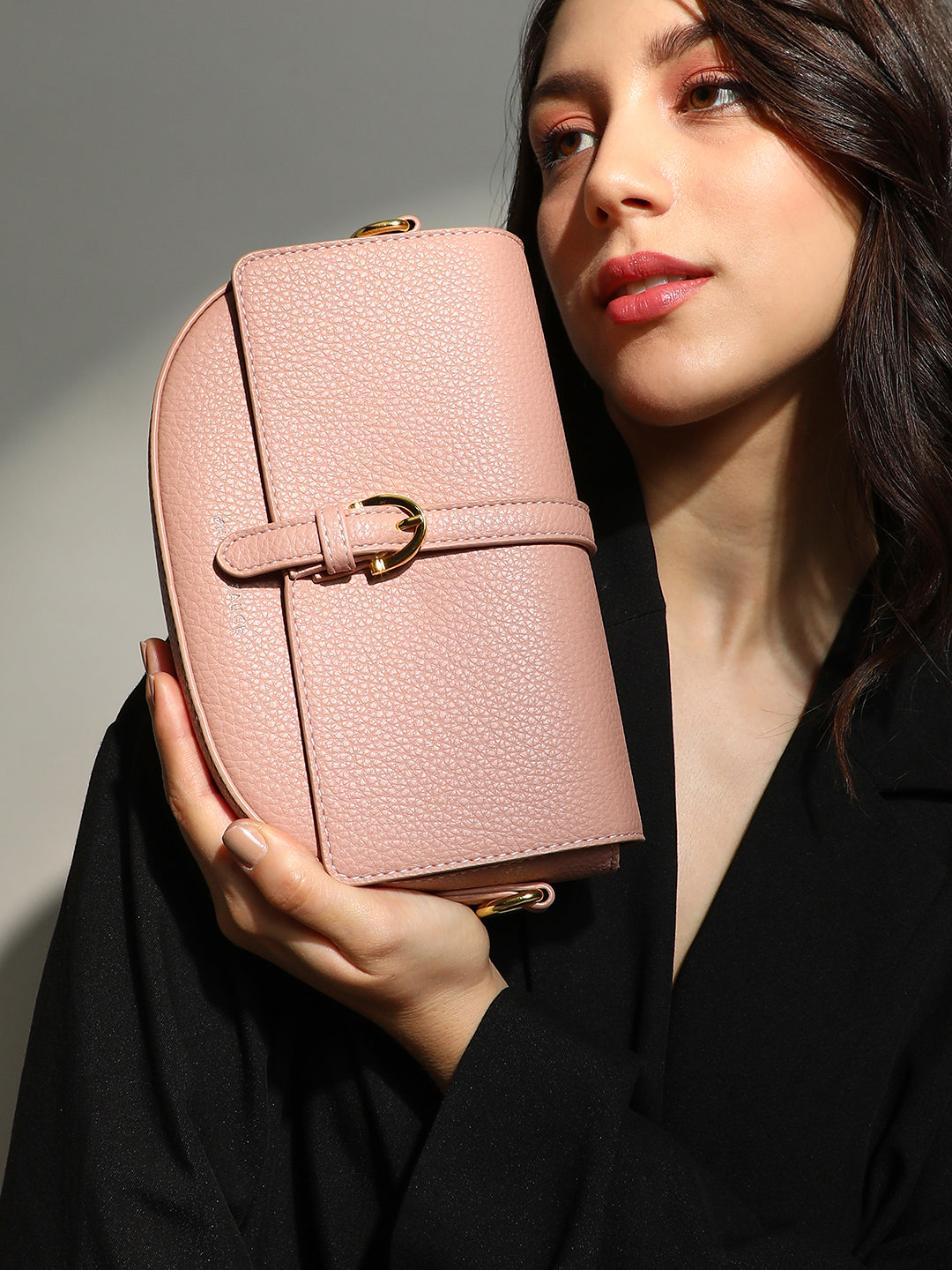 The Tang-Buckle Shoulder Bag - Nude Pink