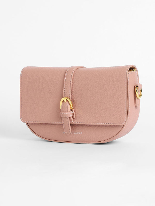 The Tang-Buckle Shoulder Bag - Nude Pink