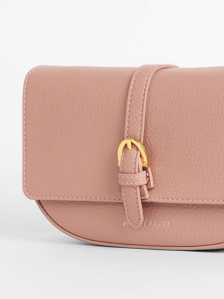The Tang-Buckle Shoulder Bag - Nude Pink