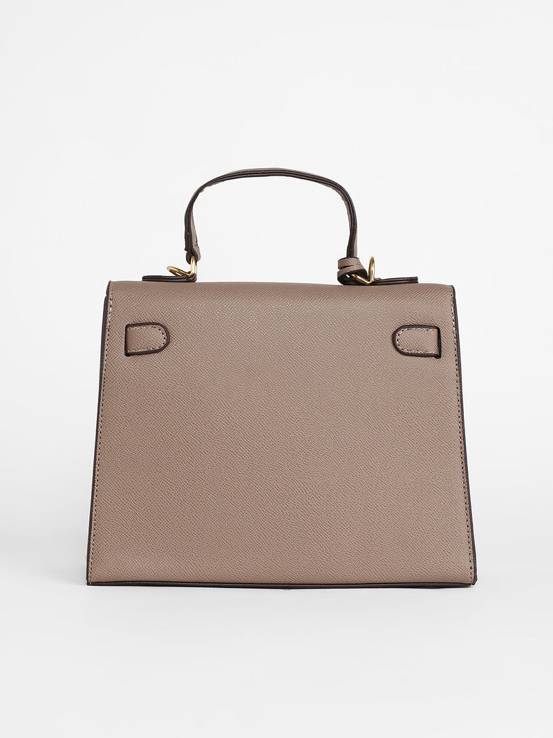 The Overlap Satchel Bag - Camel Brown