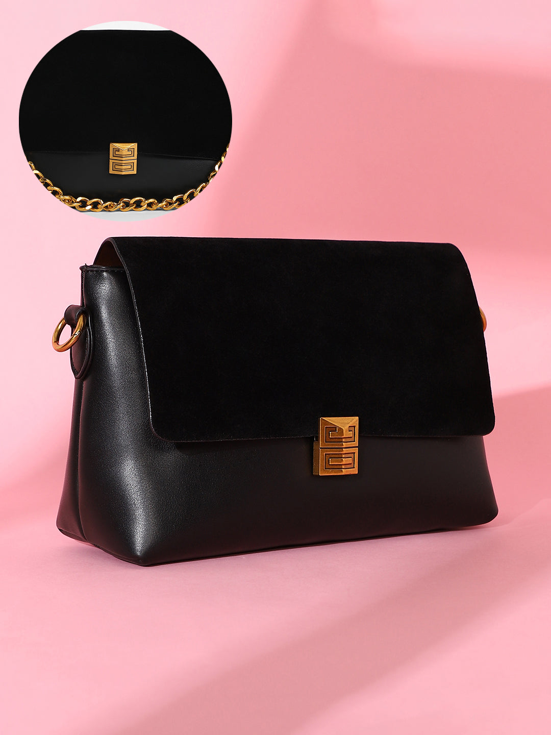 The Velvet Block Shoulder Bag - Midnight Black