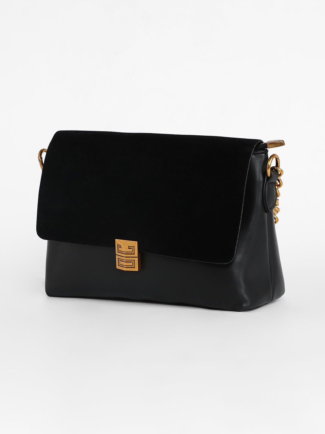 The Velvet Block Shoulder Bag - Midnight Black