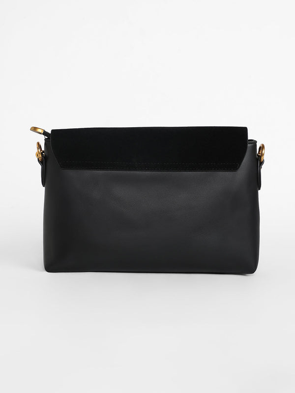 The Velvet Block Shoulder Bag - Midnight Black