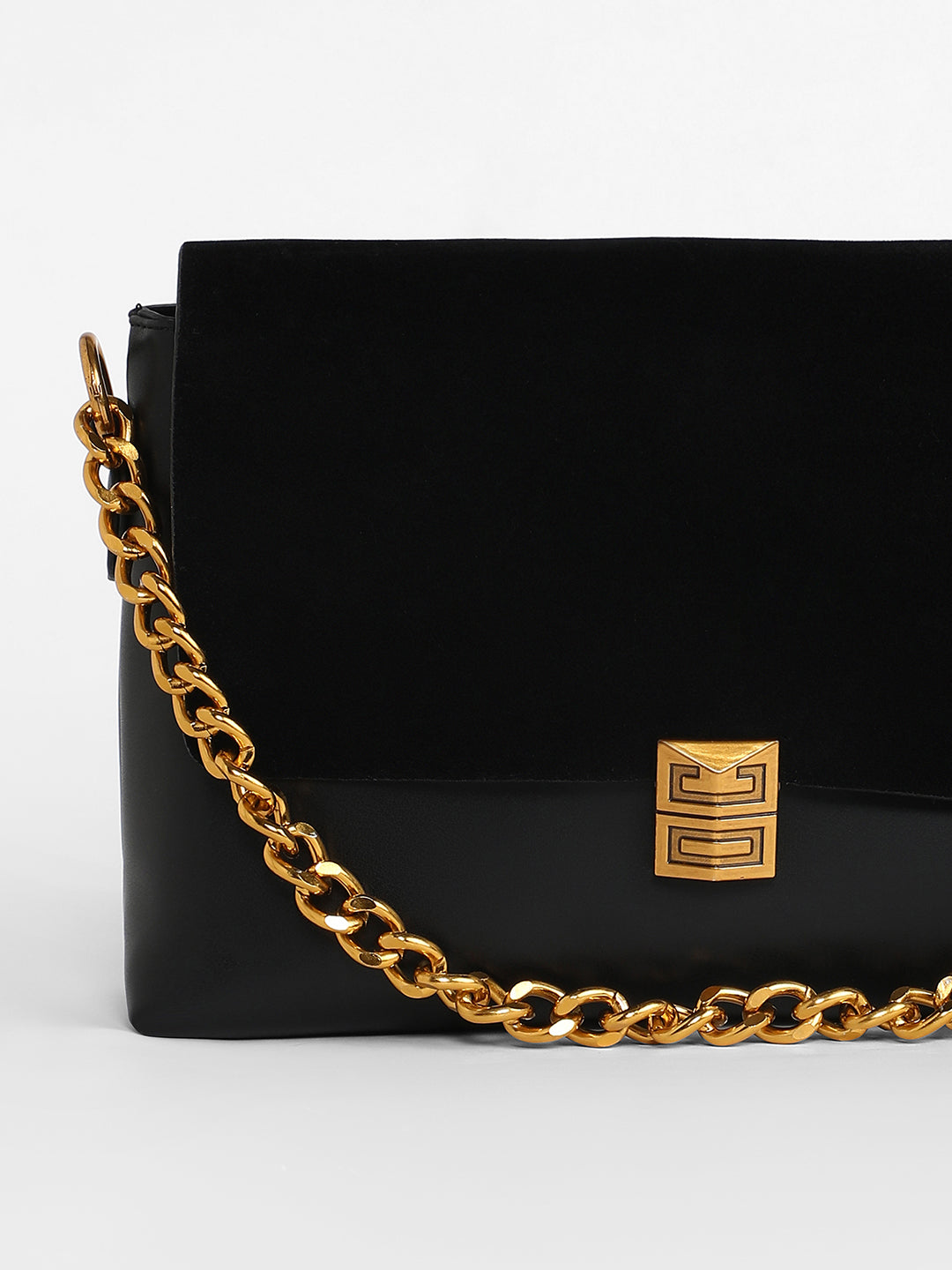 The Velvet Block Shoulder Bag - Midnight Black