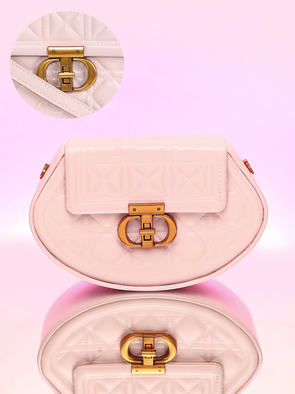 The Quilted Curve Sling Bag - Nude Pink