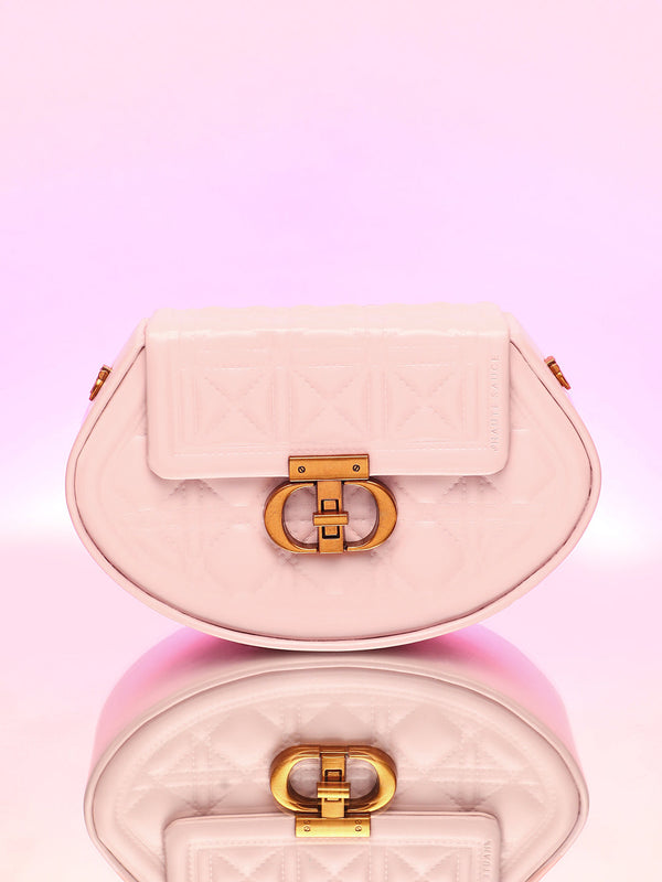The Quilted Curve Sling Bag - Nude Pink