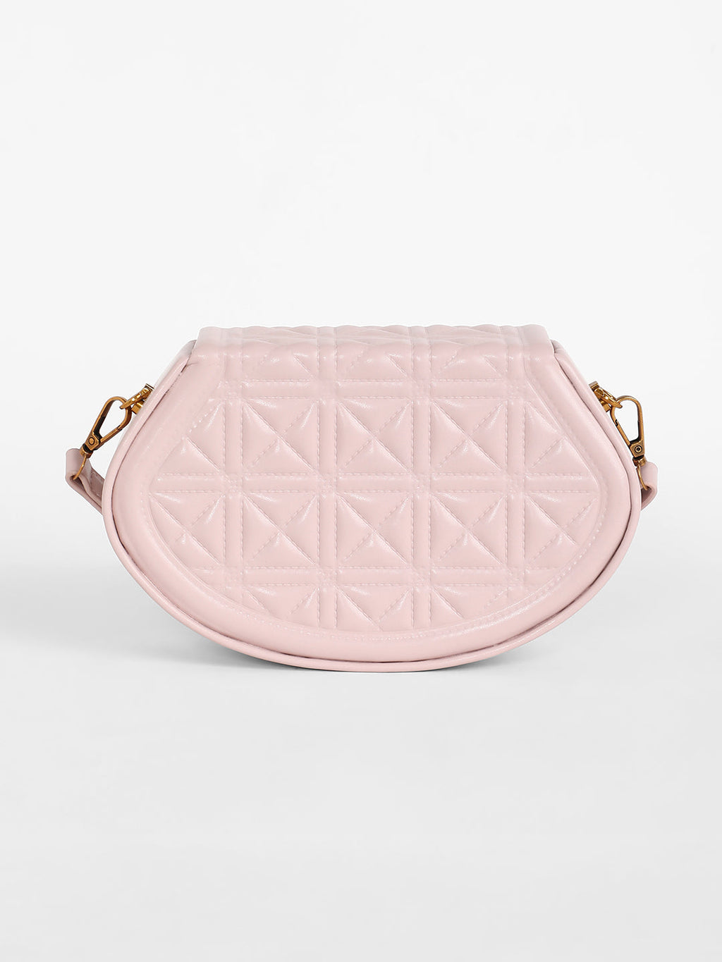 The Quilted Curve Sling Bag - Nude Pink