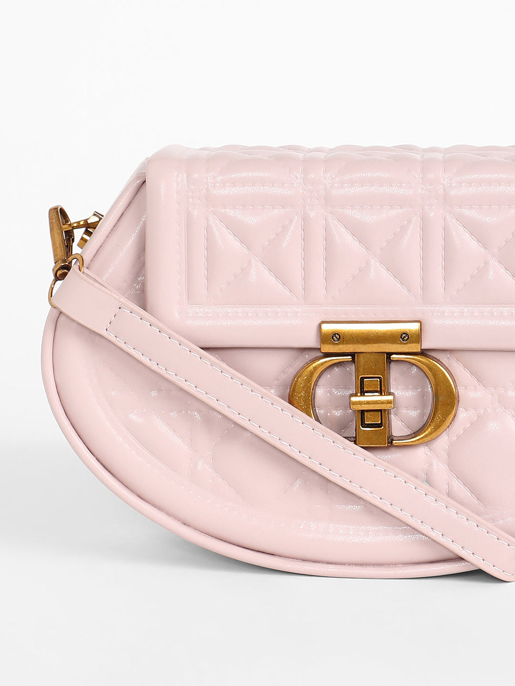 The Quilted Curve Sling Bag - Nude Pink