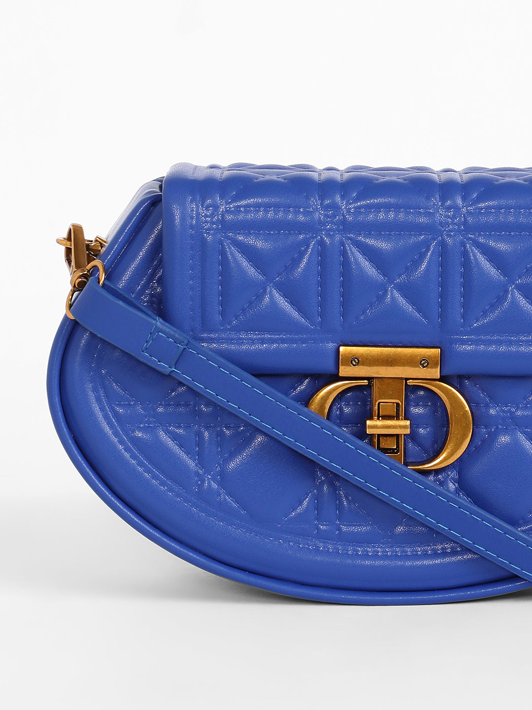The Quilted Curve Sling Bag - Royal Blue
