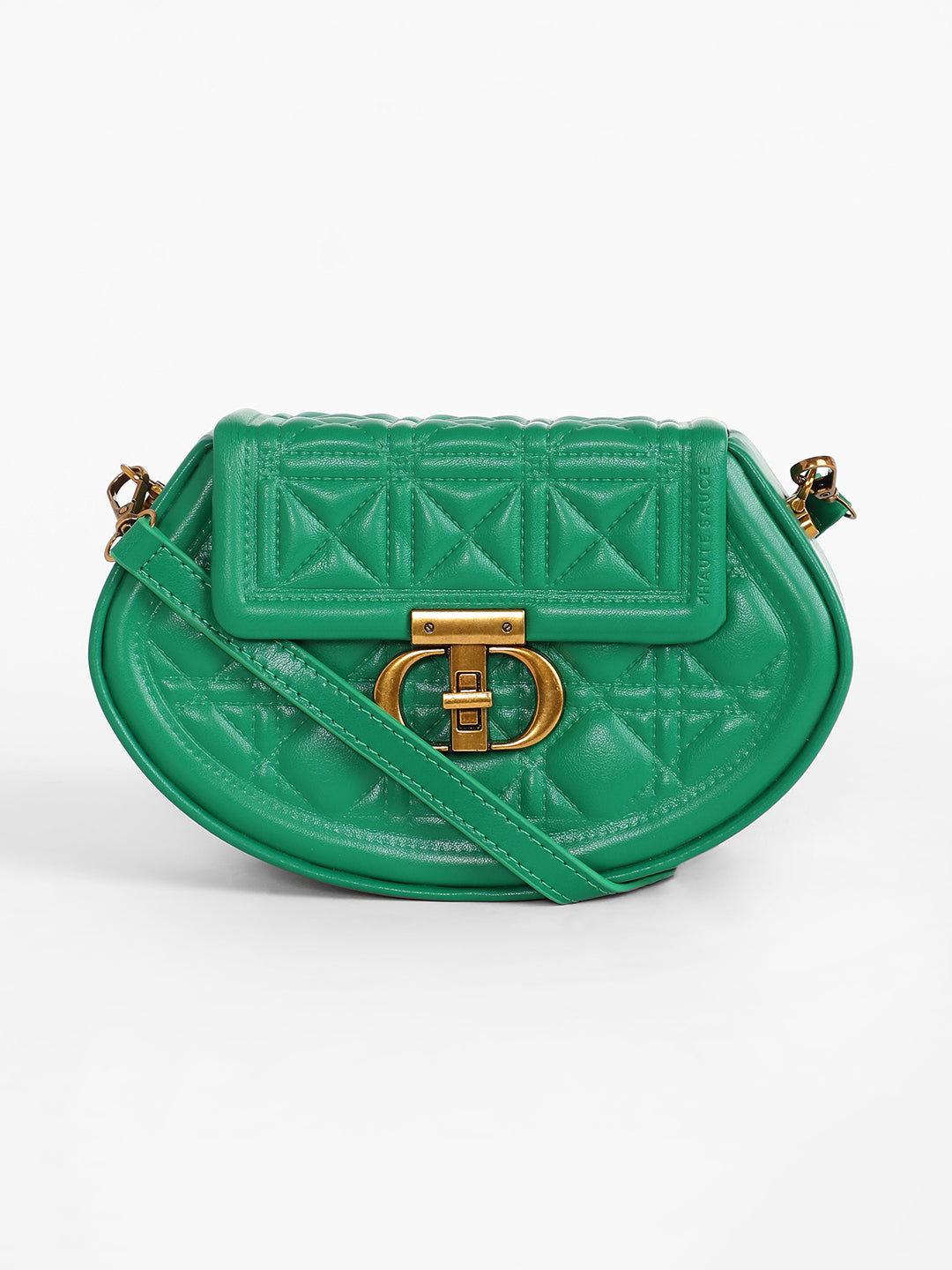 The Quilted Curve Sling Bag - Shamrock Green