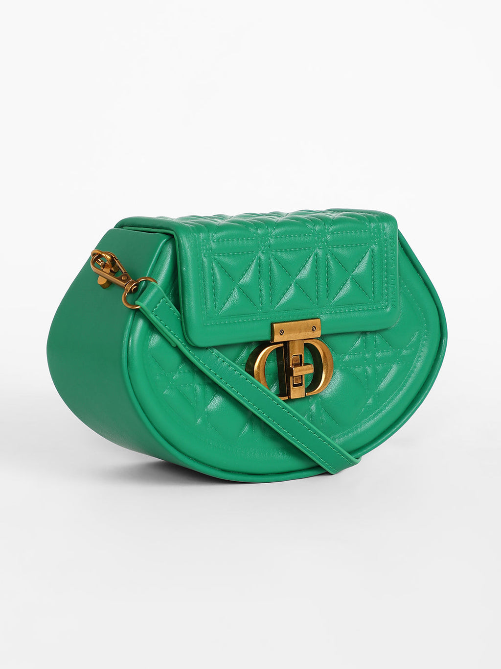 The Quilted Curve Sling Bag - Shamrock Green
