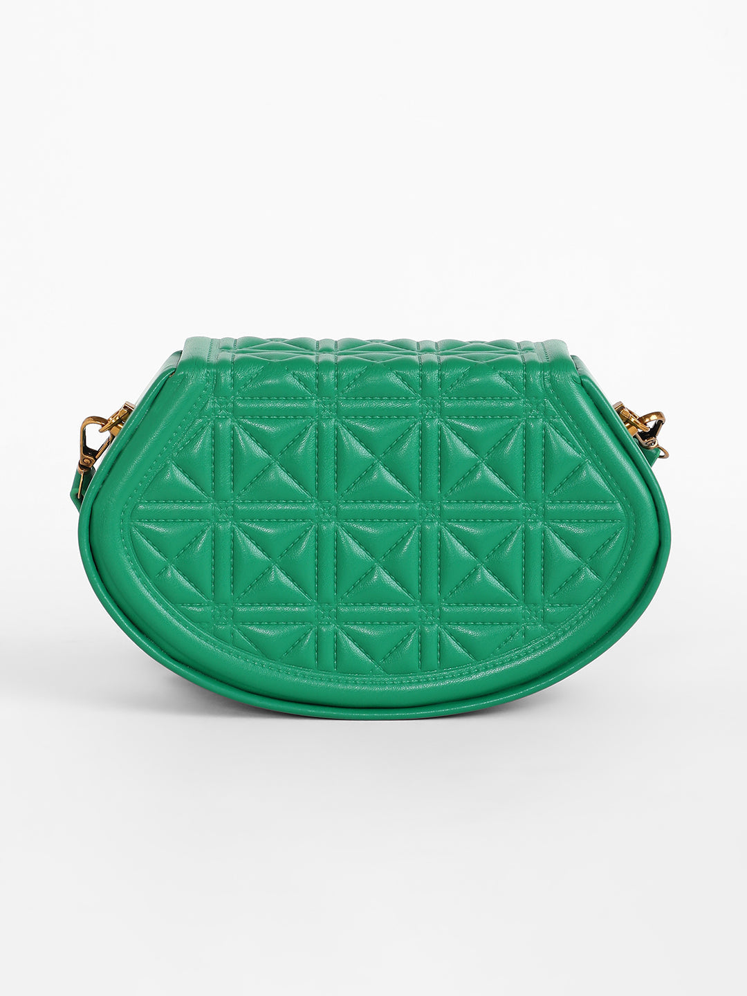 The Quilted Curve Sling Bag - Shamrock Green