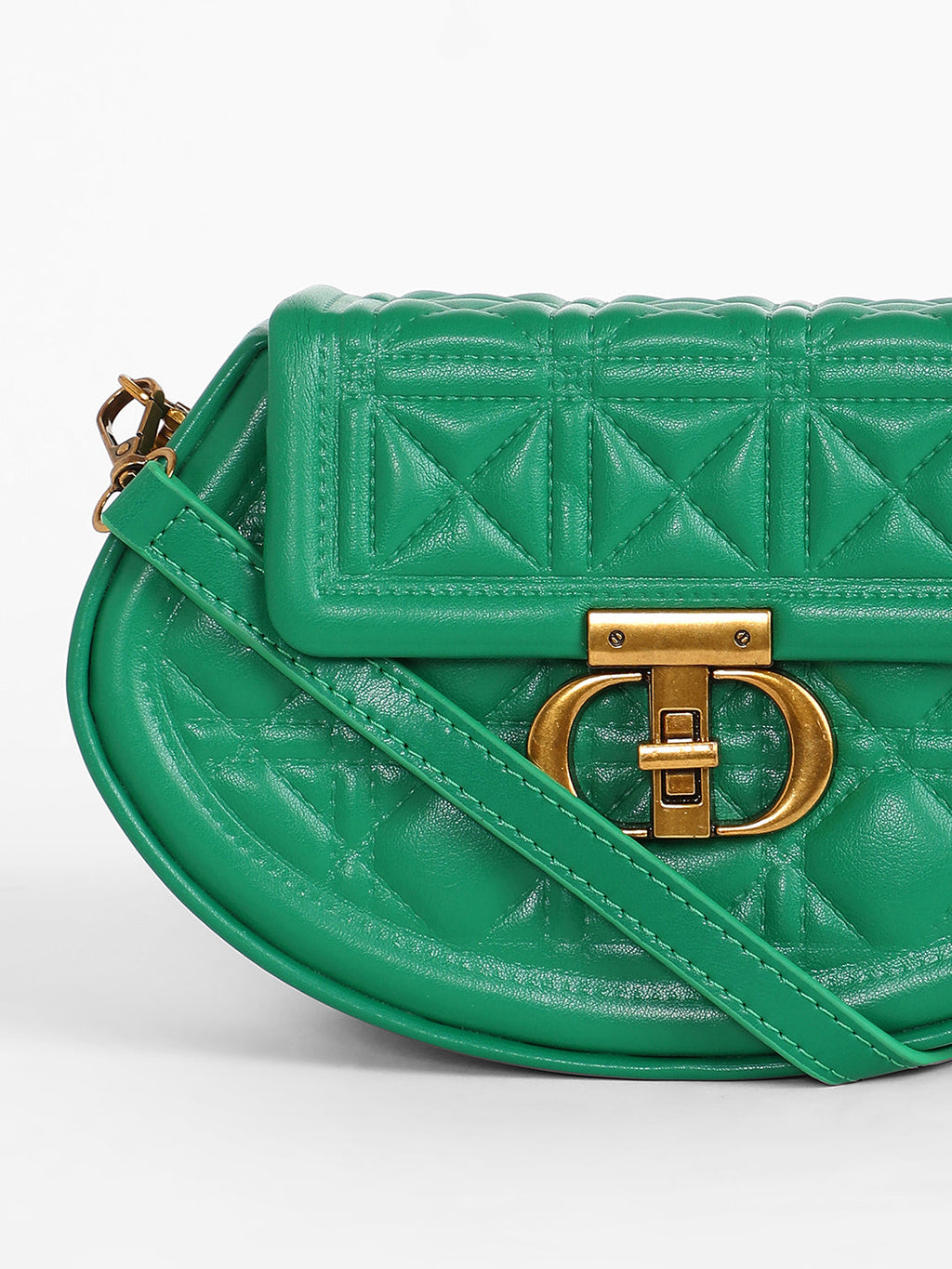 The Quilted Curve Sling Bag - Shamrock Green