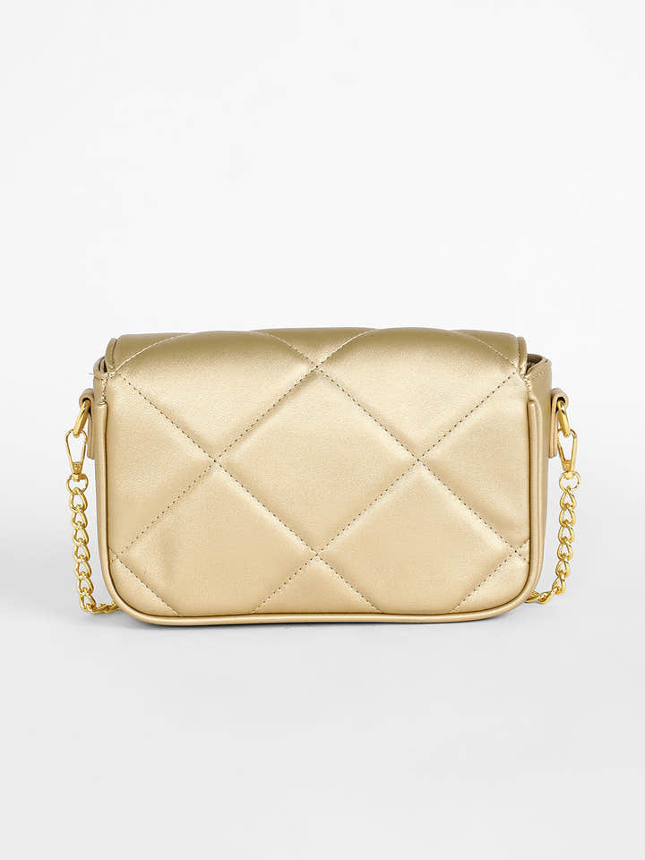 The Quilted Butterfly Shoulder Bag - Antique Gold