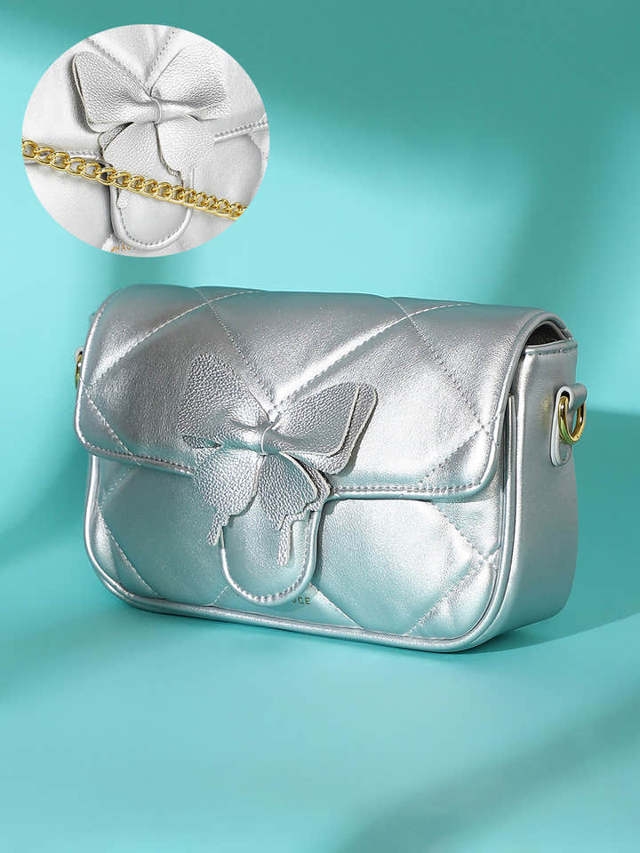 The Quilted Butterfly Shoulder Bag - Chalice Silver