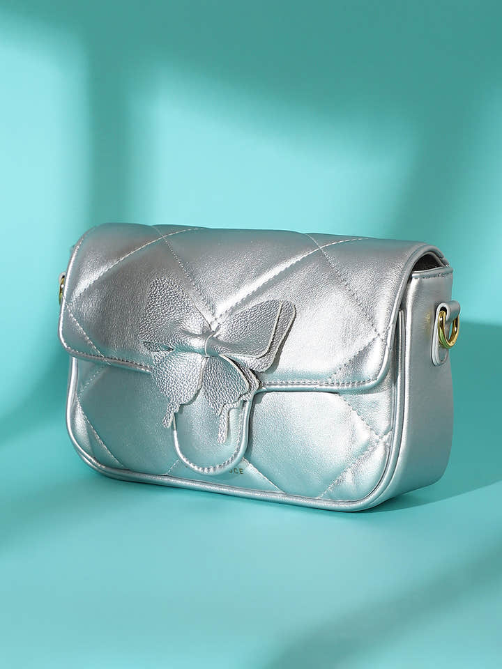The Quilted Butterfly Shoulder Bag - Chalice Silver