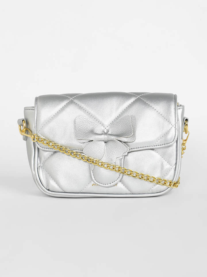 The Quilted Butterfly Shoulder Bag - Chalice Silver