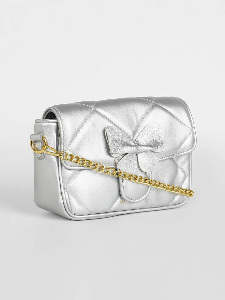 The Quilted Butterfly Shoulder Bag - Chalice Silver