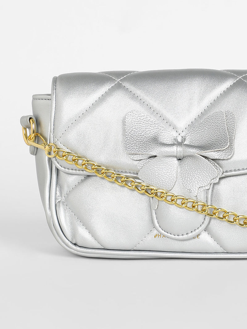 The Quilted Butterfly Shoulder Bag - Chalice Silver
