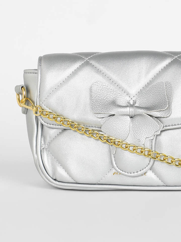 The Quilted Butterfly Shoulder Bag - Chalice Silver