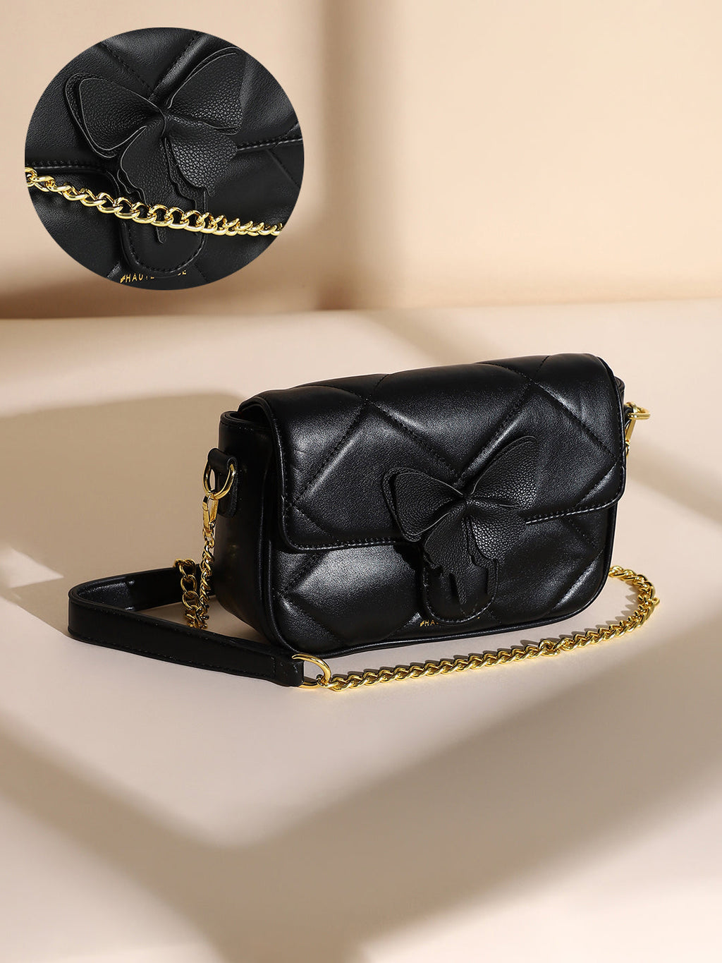 The Quilted Butterfly Shoulder Bag - Midnight Black