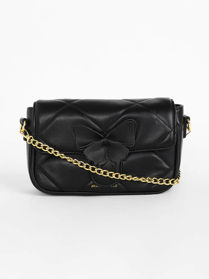 The Quilted Butterfly Shoulder Bag - Midnight Black